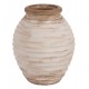 Διακοσμητικό βάζο "PYDNA" από τερακότα σε χρώμα αντικέ λευκό/μπεζ Φ25x30