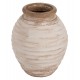 Διακοσμητικό βάζο "PYDNA" από τερακότα σε χρώμα αντικέ λευκό/μπεζ Φ25x30