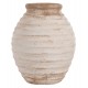 Διακοσμητικό βάζο "PYDNA" από τερακότα σε χρώμα αντικέ λευκό/μπεζ Φ20x25