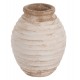 Διακοσμητικό βάζο "PYDNA" από τερακότα σε χρώμα αντικέ λευκό/μπεζ Φ20x25