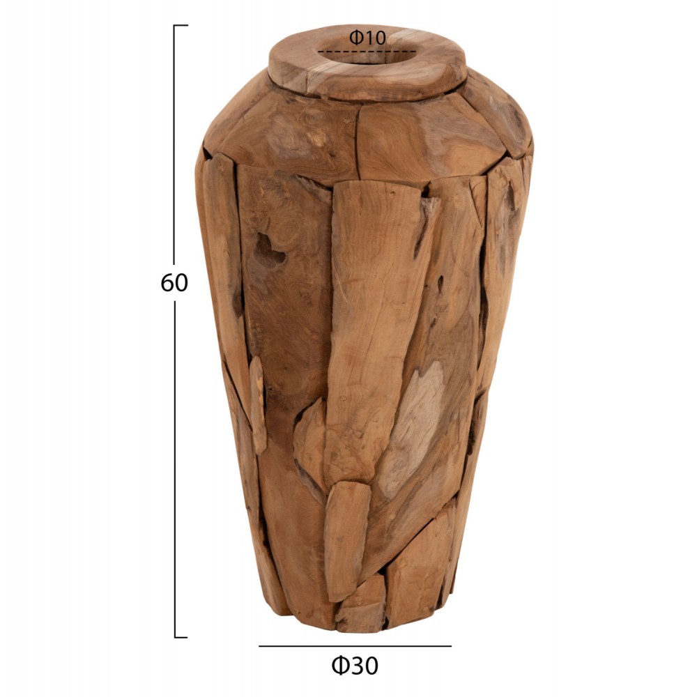 Διακοσμητικό βάζο "ZENIA" από ξύλο σε χρώμα φυσικό Φ30x60