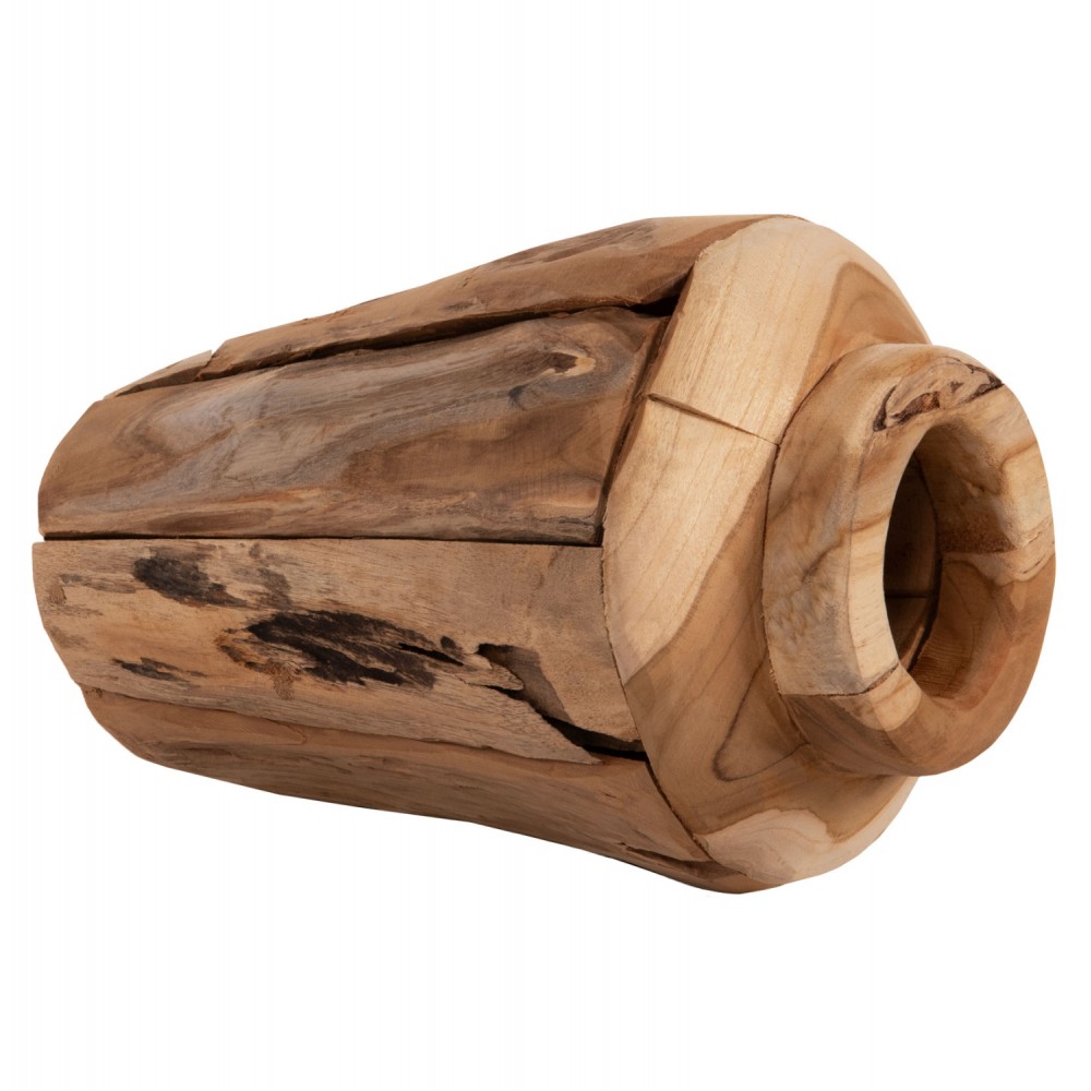 Διακοσμητικό βάζο από ξύλο σε χρώμα φυσικό Φ15x30