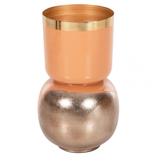 Διακοσμητικό βάζο επιτραπέζιο "LINGON" από μέταλλο σε χρώμα σομόν/ασημί Φ21x37,5