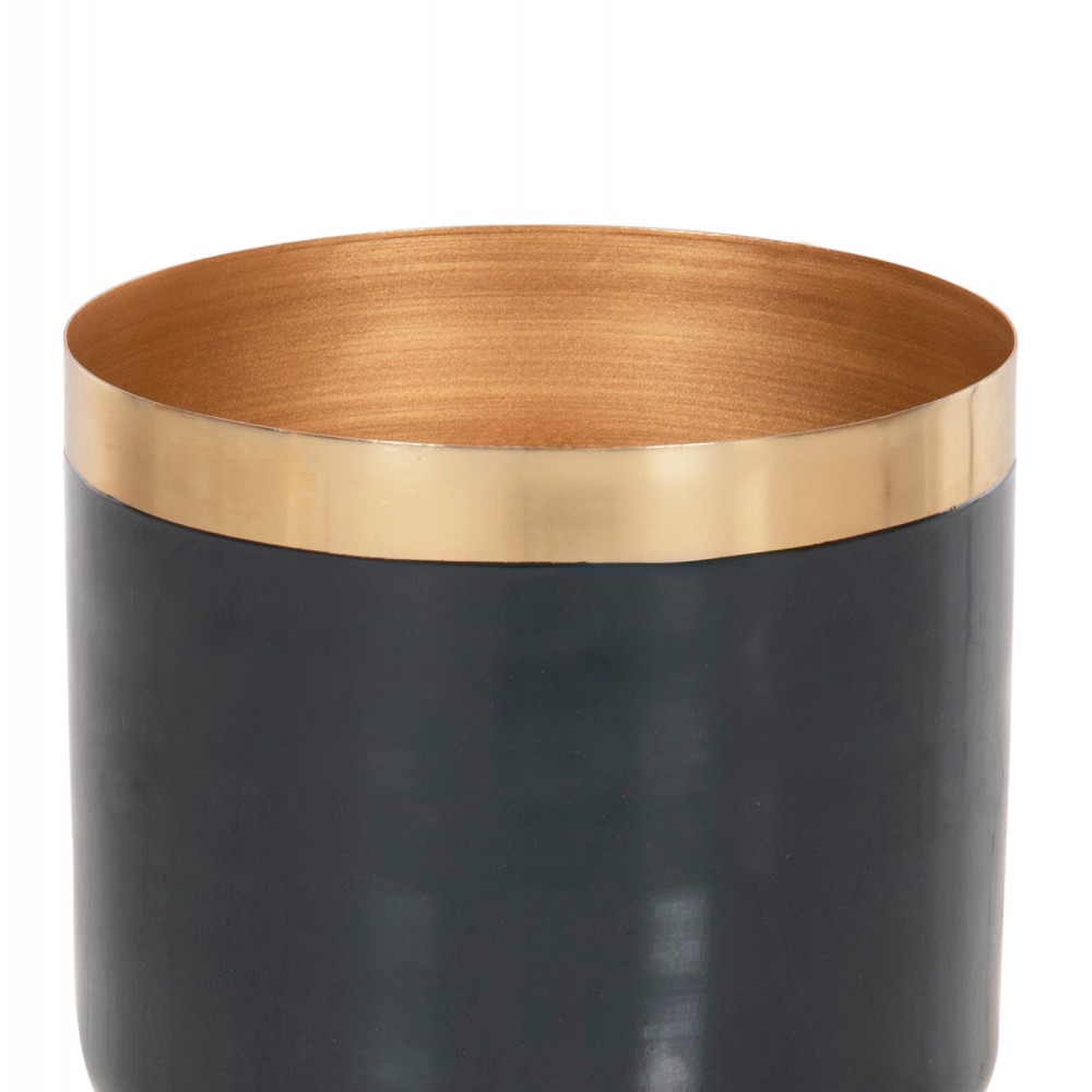 Διακοσμητικό βάζο επιτραπέζιο "LINGON" από μέταλλο σε χρώμα μπλέ ανθρακί/ασημί Φ21x37,5