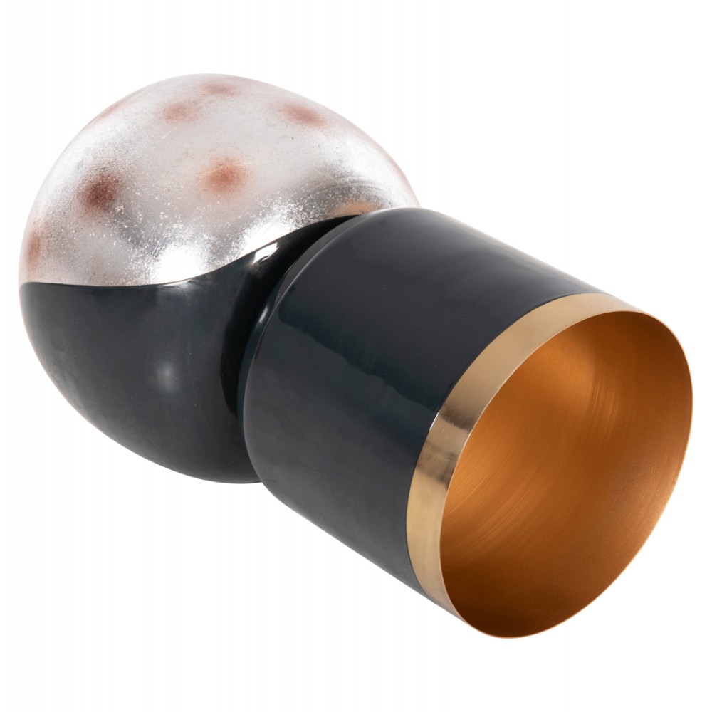 Διακοσμητικό βάζο επιτραπέζιο "LINGON" από μέταλλο σε χρώμα μπλέ ανθρακί/ασημί Φ21x37,5