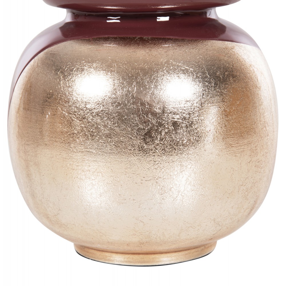 Διακοσμητικό βάζο επιτραπέζιο "LINGON" από μέταλλο σε χρώμα κερασί/χρυσό περλέ Φ21x37,5