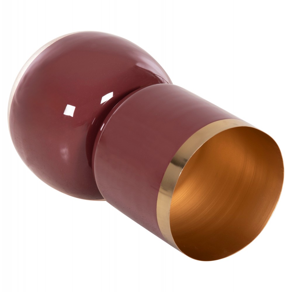 Διακοσμητικό βάζο επιτραπέζιο "LINGON" από μέταλλο σε χρώμα κερασί/χρυσό περλέ Φ21x37,5