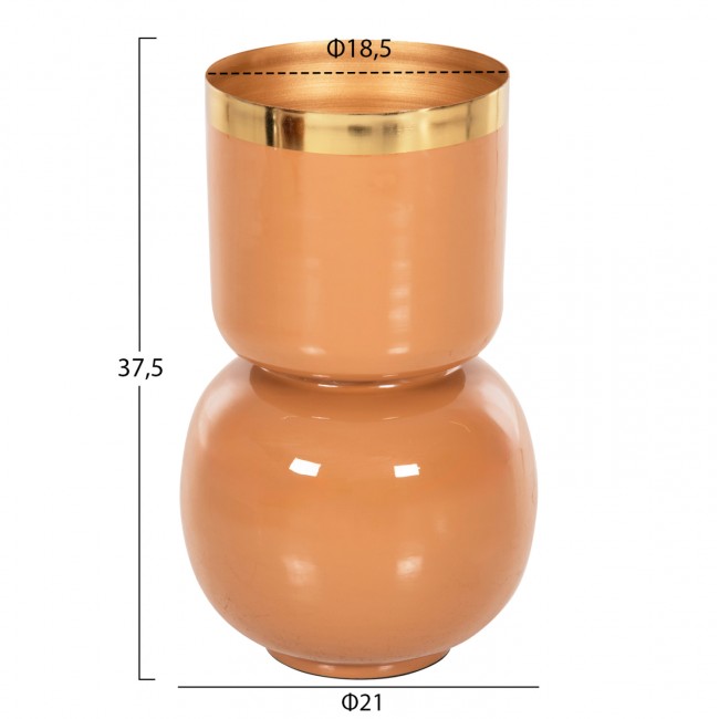 Διακοσμητικό βάζο επιτραπέζιο "LINGON" από μέταλλο σε χρώμα σομόν/χρυσό Φ21x37,5