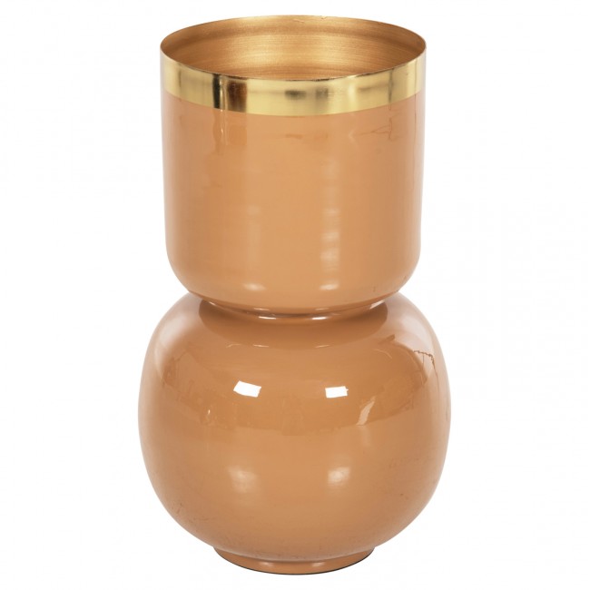 Διακοσμητικό βάζο επιτραπέζιο "LINGON" από μέταλλο σε χρώμα σομόν/χρυσό Φ21x37,5