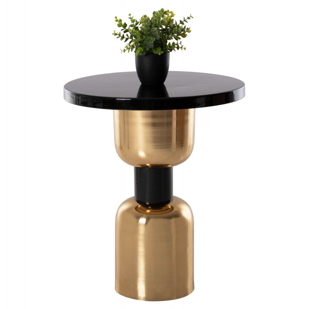 Τραπέζι βοηθητικό "SURAT" από μέταλλο σε χρώμα μαύρο/χρυσό Φ50,5x59,5