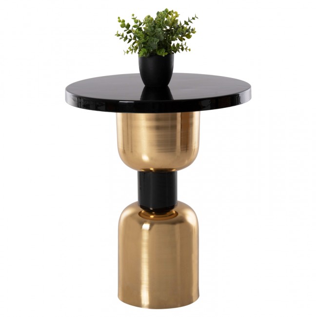 Τραπέζι βοηθητικό "SURAT" από μέταλλο σε χρώμα μαύρο/χρυσό Φ50,5x59,5