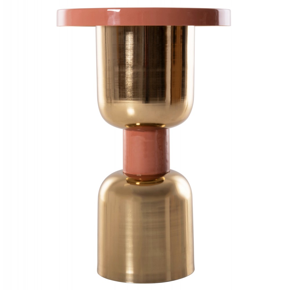 Τραπέζι βοηθητικό "SURAT" από μέταλλο σε χρώμα σομόν/χρυσό Φ40,5x60,5