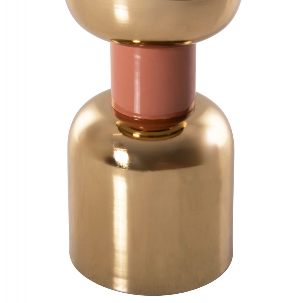 Τραπέζι βοηθητικό "SURAT" από μέταλλο σε χρώμα σομόν/χρυσό Φ40,5x60,5