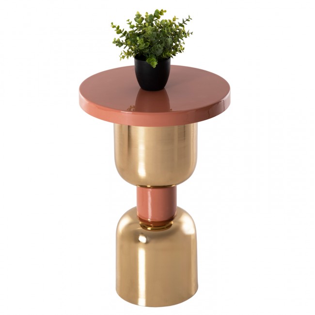 Τραπέζι βοηθητικό "SURAT" από μέταλλο σε χρώμα σομόν/χρυσό Φ40,5x60,5