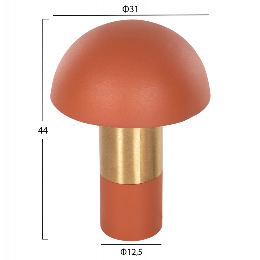 Φωτιστικό επιτραπέζιο "PUNE" από μέταλλο σε πορτοκαλί/χρυσό χρώμα Φ31x44