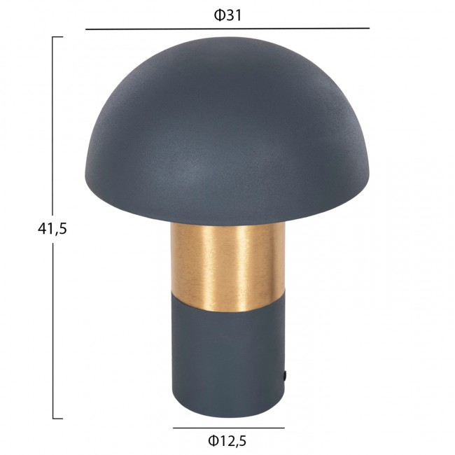 Φωτιστικό επιτραπέζιο "PUNE" από μέταλλο σε ανθρακί/χρυσό χρώμα Φ31x41,5