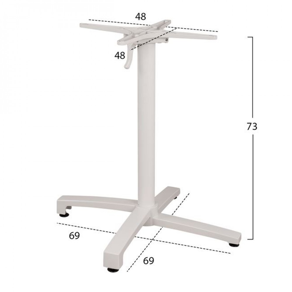 Βάση τραπεζιού πτυσσόμενη από αλουμίνιο σε χρώμα λευκό ματ 69x69x73-92