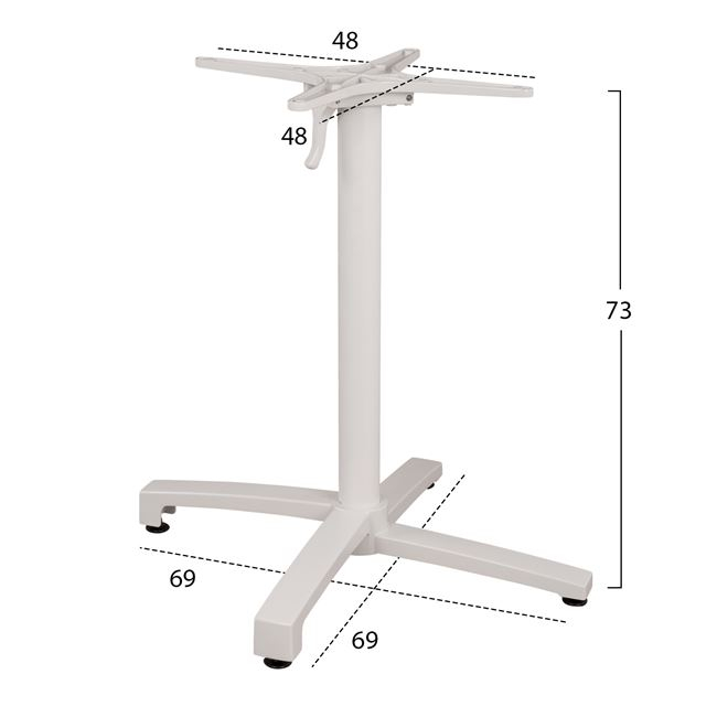 Βάση τραπεζιού πτυσσόμενη από αλουμίνιο σε χρώμα λευκό ματ 69x69x73-92