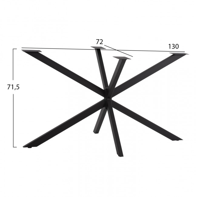 Βάση τραπεζιού χιαστί από μέταλλο σε μαύρο χρώμα 130x72x71,5