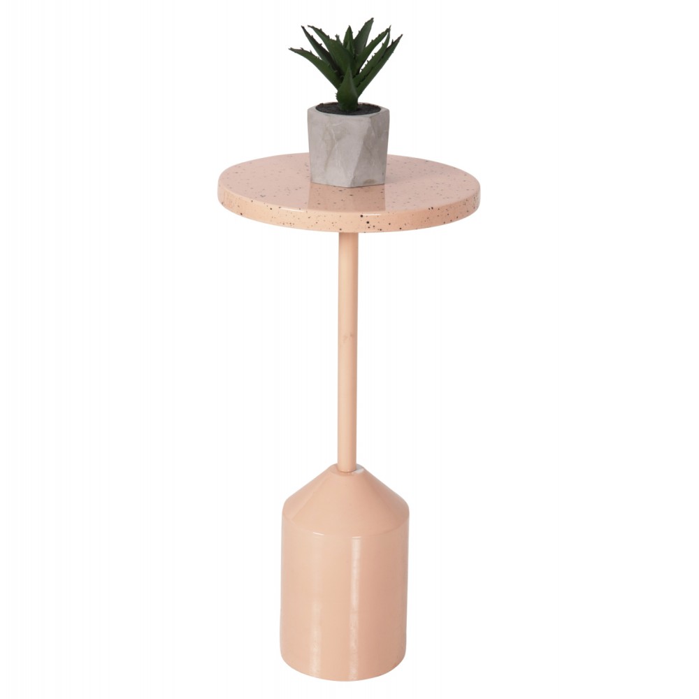 Τραπέζι βοηθητικό "BOMBAY" από μέταλλο σε χρώμα σομόν Φ25,5x51