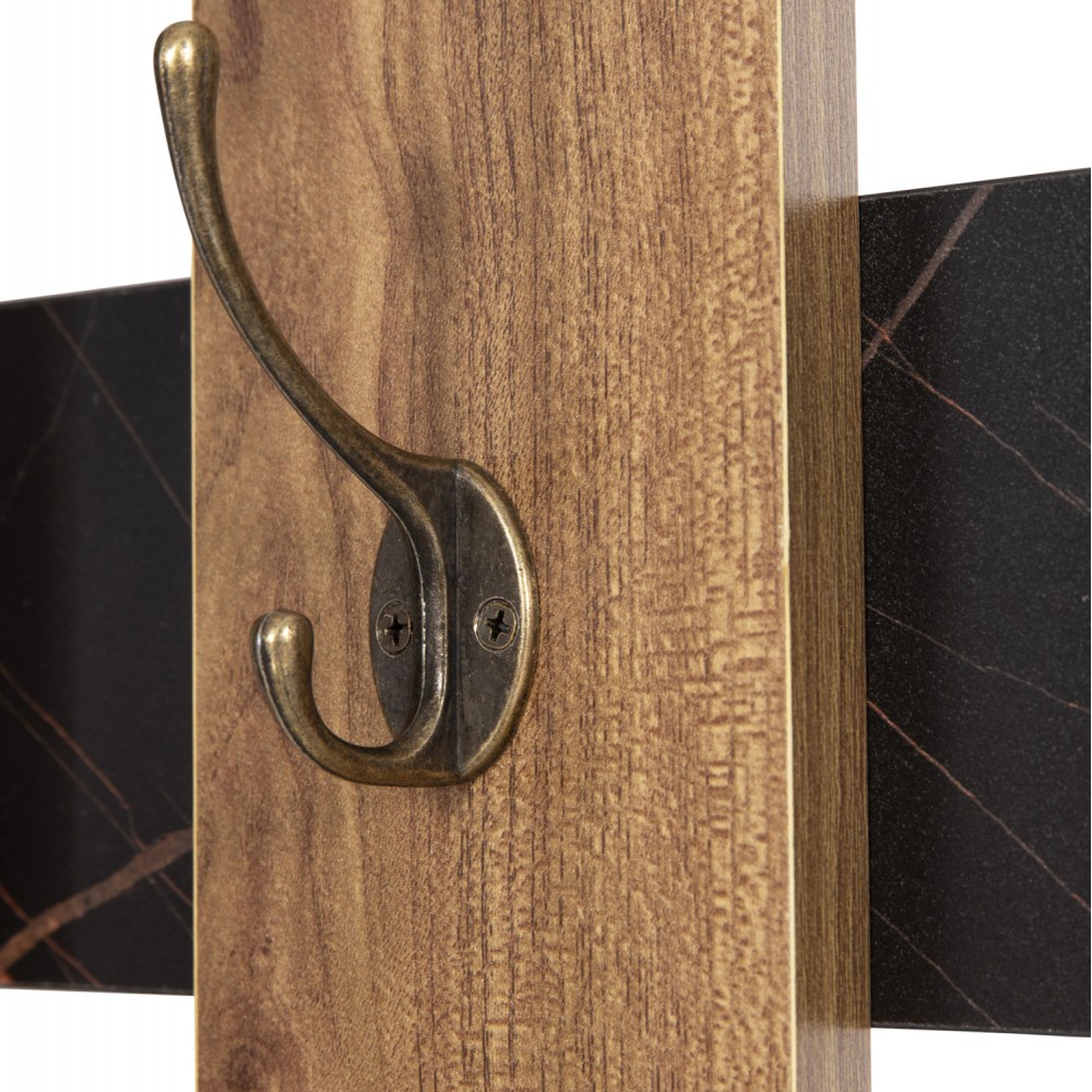 Κρεμάστρα εισόδου "WESSON" σε χρώμα φυσικό και μάυρο μαρμάρου 64x4x79