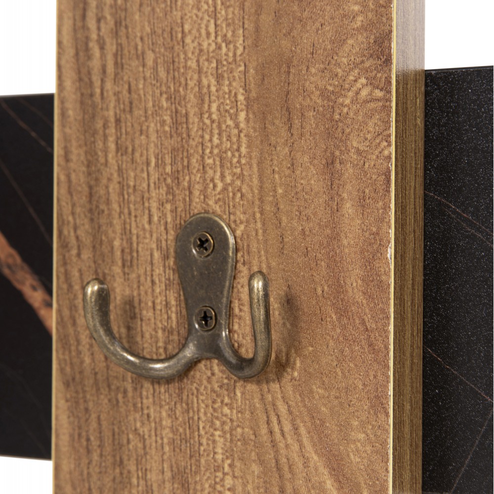 Κρεμάστρα εισόδου "WESSON" σε χρώμα φυσικό και μάυρο μαρμάρου 64x4x79