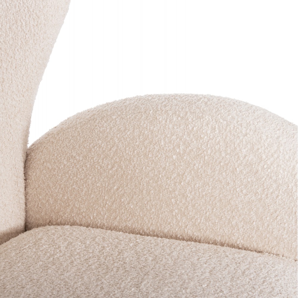 Πολυθρόνα "KRYLY" από ύφασμα μπουκλέ/ξύλο σε χρώμα εκρού/μαύρο 83x87x89