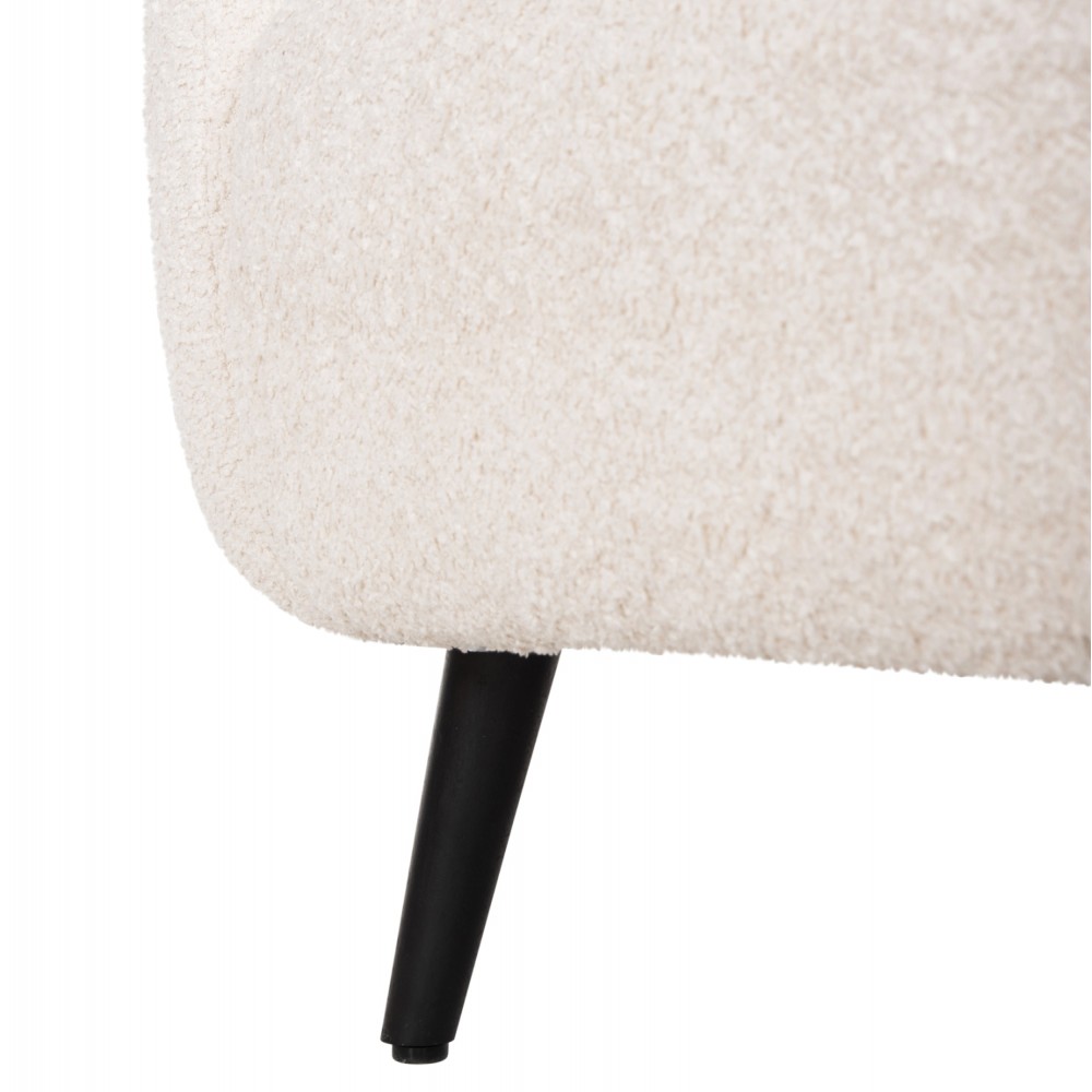 Πολυθρόνα "KRYLY" από ύφασμα μπουκλέ/ξύλο σε χρώμα εκρού/μαύρο 83x87x89
