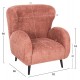 Πολυθρόνα "KRYLY" από ύφασμα μπουκλέ/ξύλο σε χρώμα ροζ/μαύρο 83x87x89
