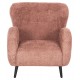 Πολυθρόνα "KRYLY" από ύφασμα μπουκλέ/ξύλο σε χρώμα ροζ/μαύρο 83x87x89