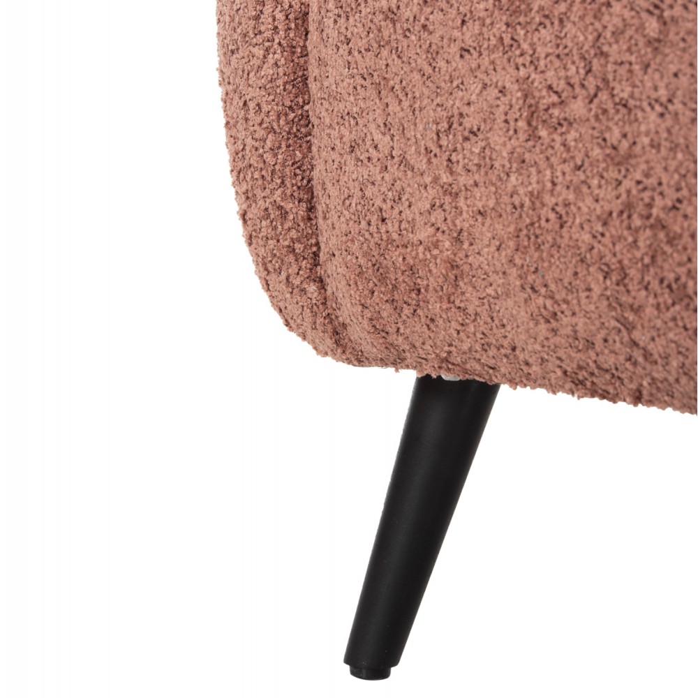 Πολυθρόνα "KRYLY" από ύφασμα μπουκλέ/ξύλο σε χρώμα ροζ/μαύρο 83x87x89