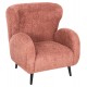 Πολυθρόνα "KRYLY" από ύφασμα μπουκλέ/ξύλο σε χρώμα ροζ/μαύρο 83x87x89