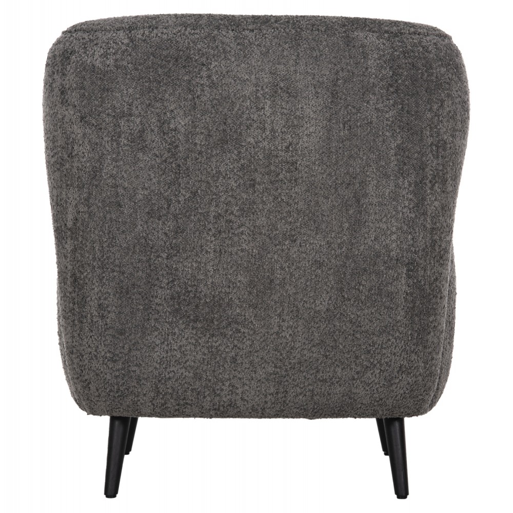 Πολυθρόνα "KRYLY" από ύφασμα μπουκλέ/ξύλο σε χρώμα γκρι/μαύρο 83x87x89