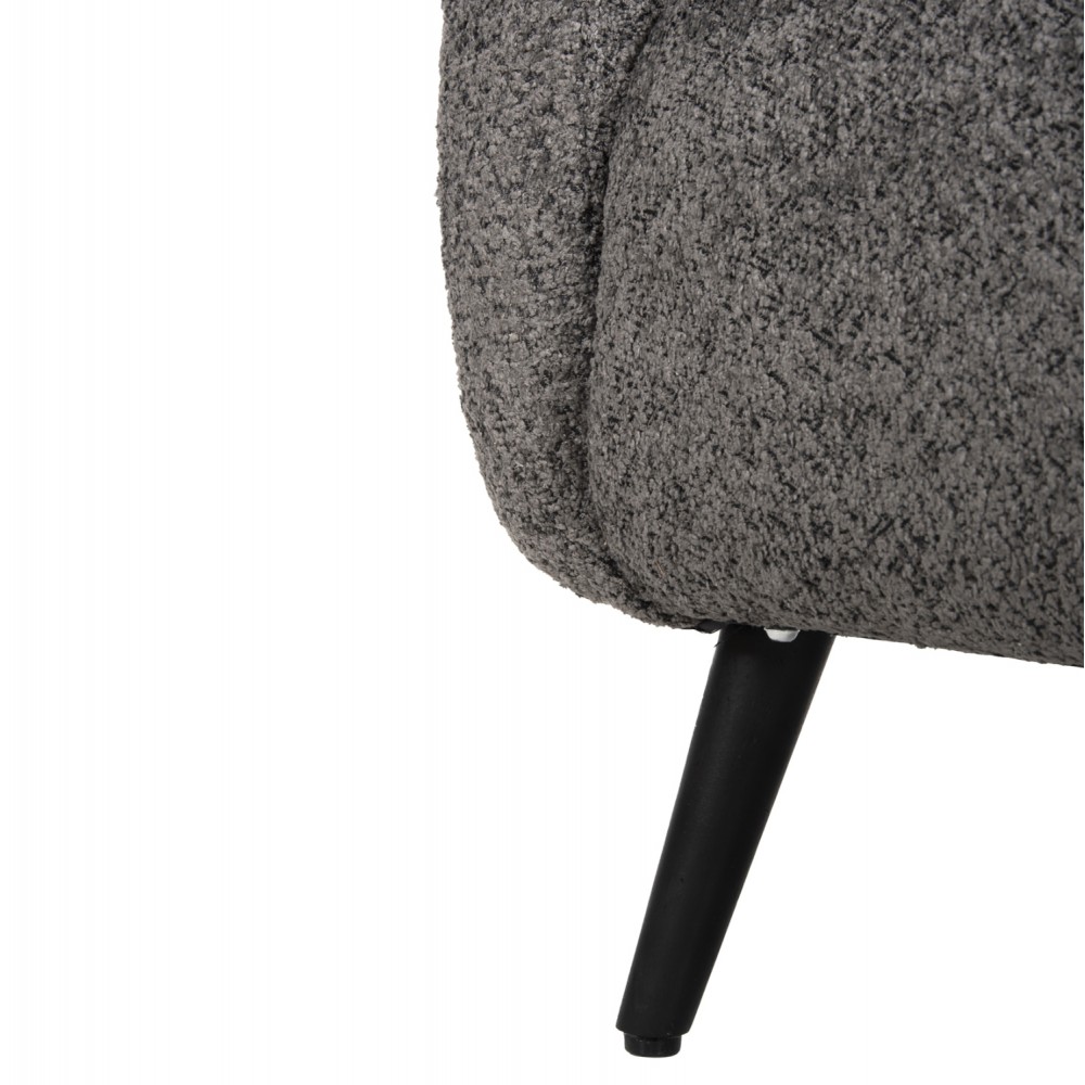 Πολυθρόνα "KRYLY" από ύφασμα μπουκλέ/ξύλο σε χρώμα γκρι/μαύρο 83x87x89
