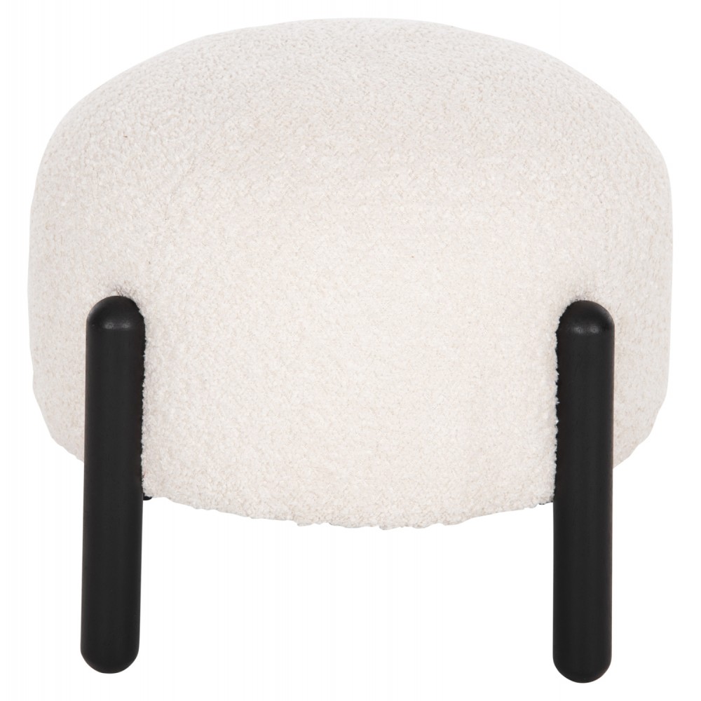 Σκαμπό "EWAN" από ύφασμα μπουκλέ/μέταλλο σε χρώμα εκρού/μαύρο Φ45x36