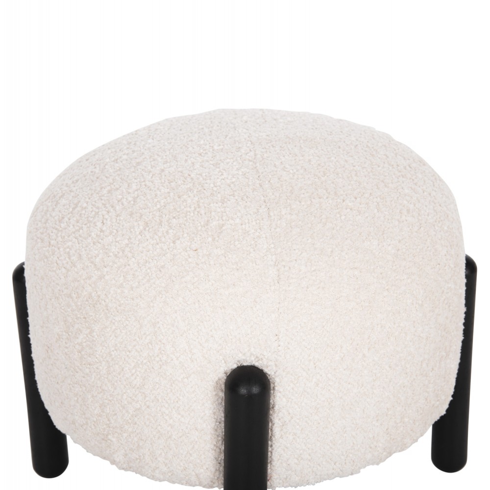 Σκαμπό "EWAN" από ύφασμα μπουκλέ/μέταλλο σε χρώμα εκρού/μαύρο Φ45x36