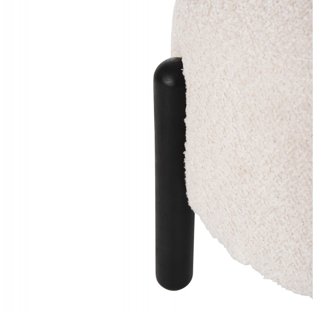 Σκαμπό "EWAN" από ύφασμα μπουκλέ/μέταλλο σε χρώμα εκρού/μαύρο Φ45x36