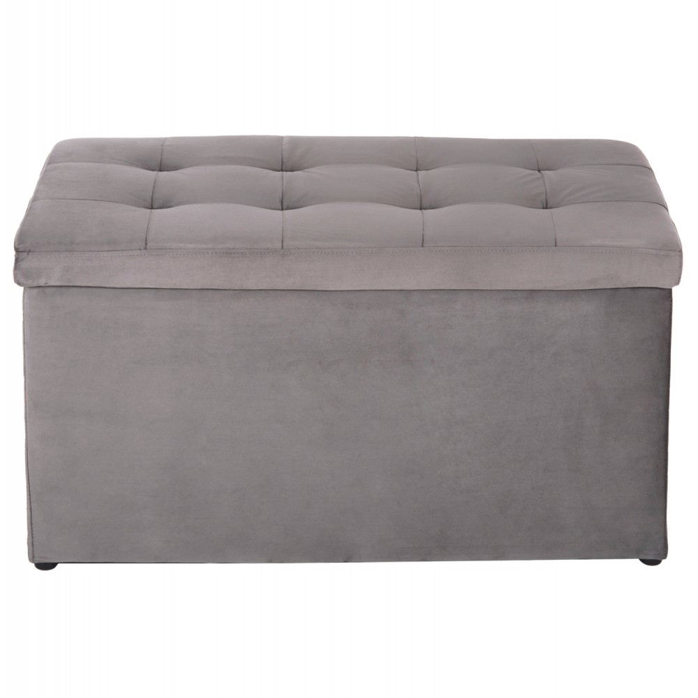 Σκαμπό-μπαούλο "PUNK" από βελούδο σε χρώμα γκρι 90x50x50