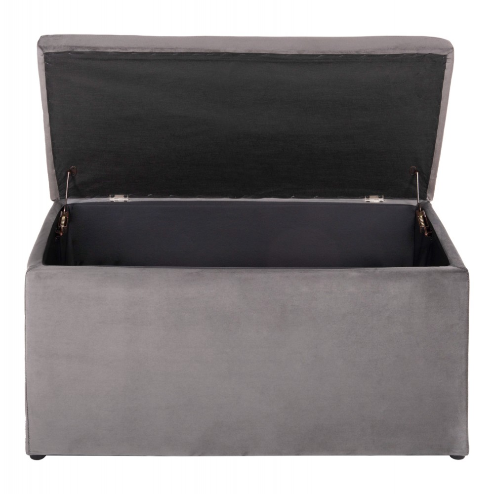 Σκαμπό-μπαούλο "PUNK" από βελούδο σε χρώμα γκρι 90x50x50