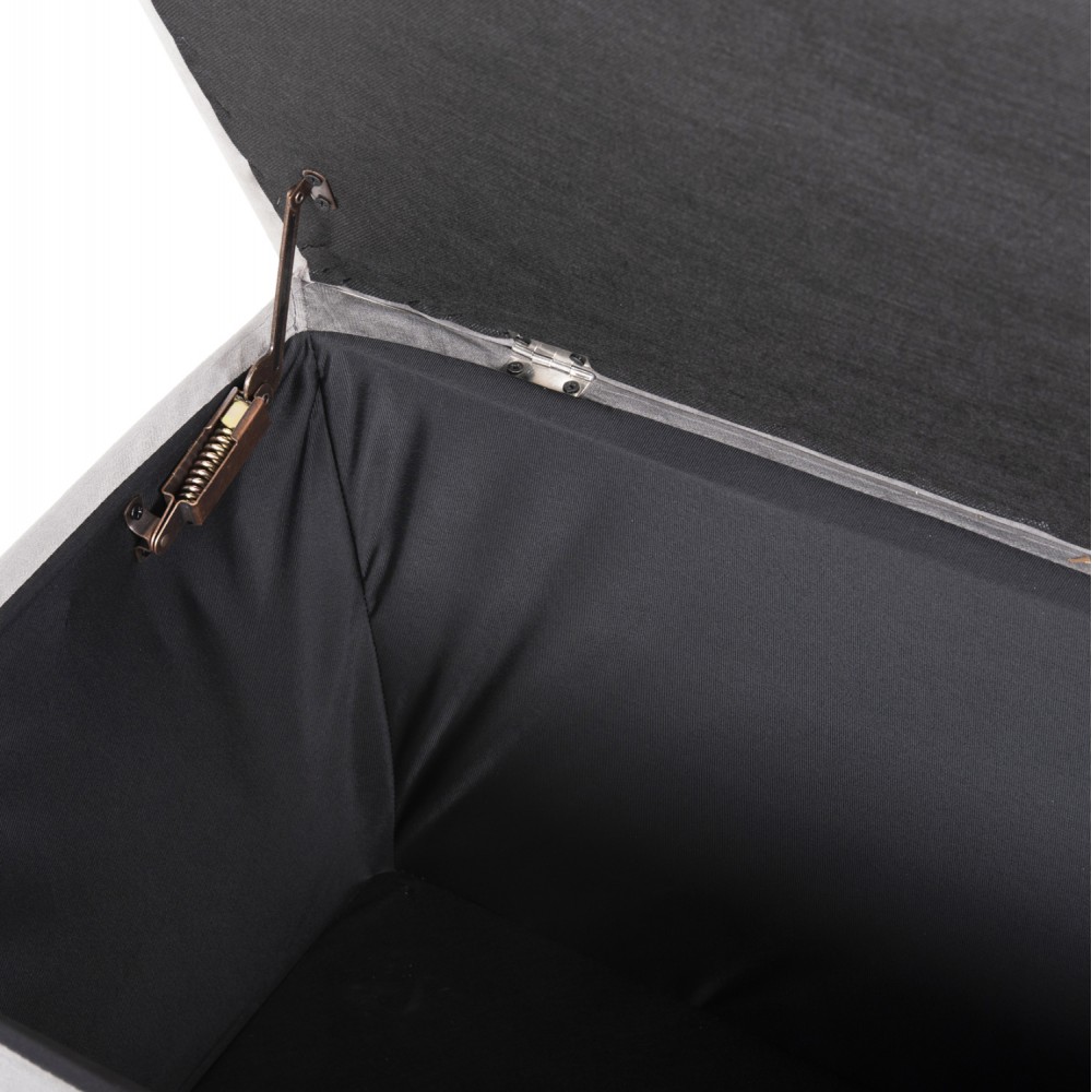 Σκαμπό-μπαούλο "PUNK" από βελούδο σε χρώμα γκρι 90x50x50