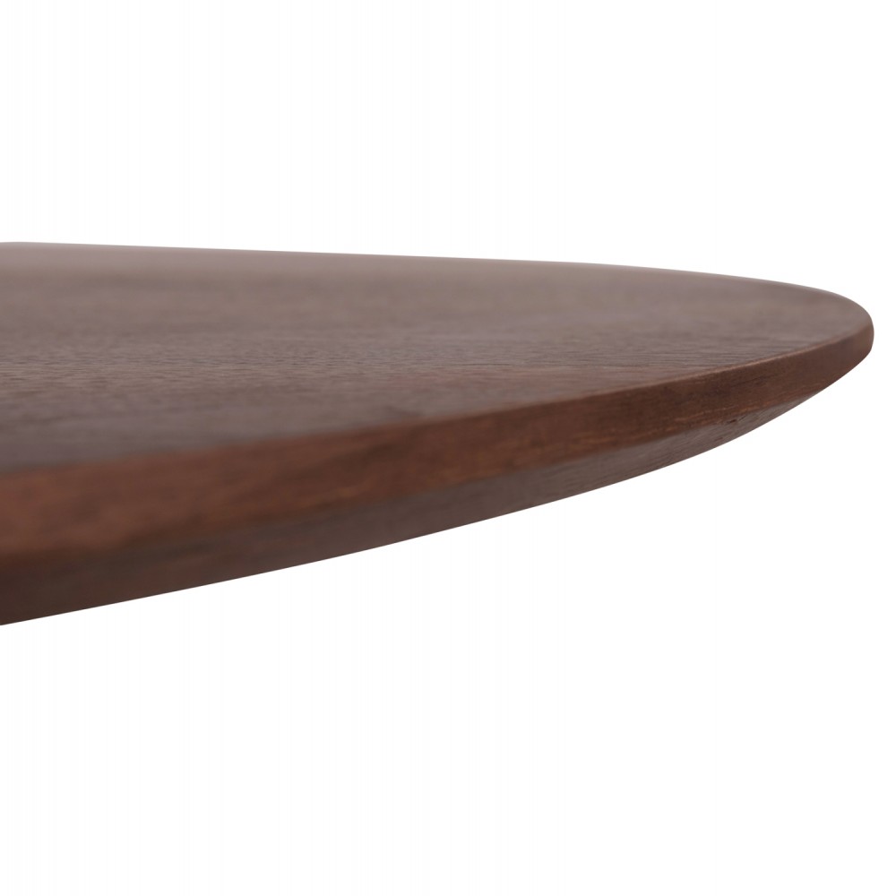 Σετ τραπεζαρίας 5τμχ από μέταλλο/τεχνόδερμα σε χρώμα μαύρο/καρυδί Φ120x75