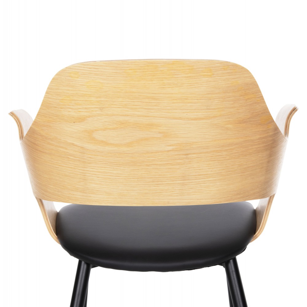 Σετ τραπεζαρίας 5τμχ από μέταλλο/τεχνόδερμα σε χρώμα μαύρο/φυσικό Φ120x75