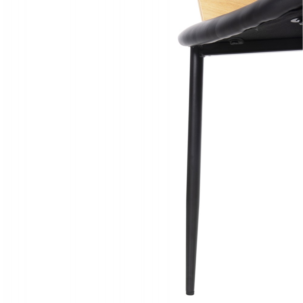 Σετ τραπεζαρίας 5τμχ από μέταλλο/τεχνόδερμα σε χρώμα μαύρο/φυσικό Φ120x75