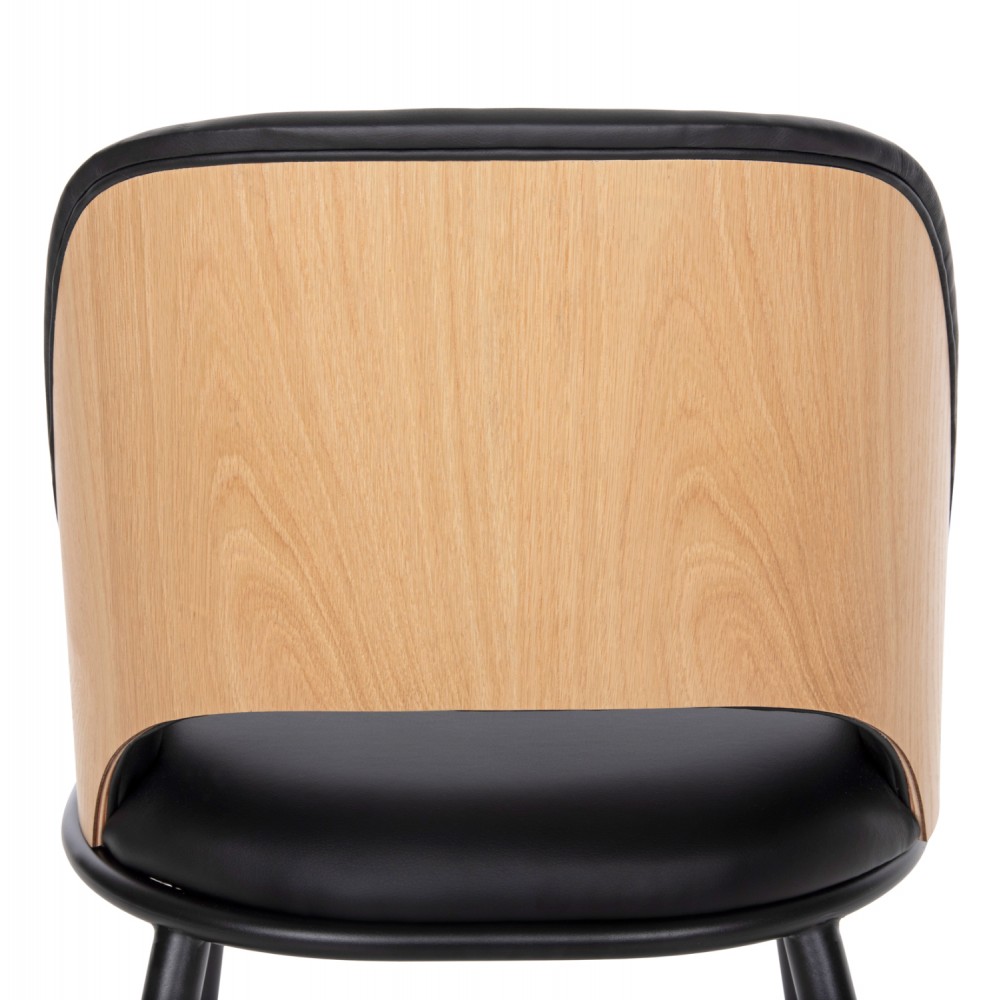 Σετ τραπεζαρίας 5τμχ από μέταλλο/τεχνόδερμα σε χρώμα μαύρο/φυσικό Φ120x75