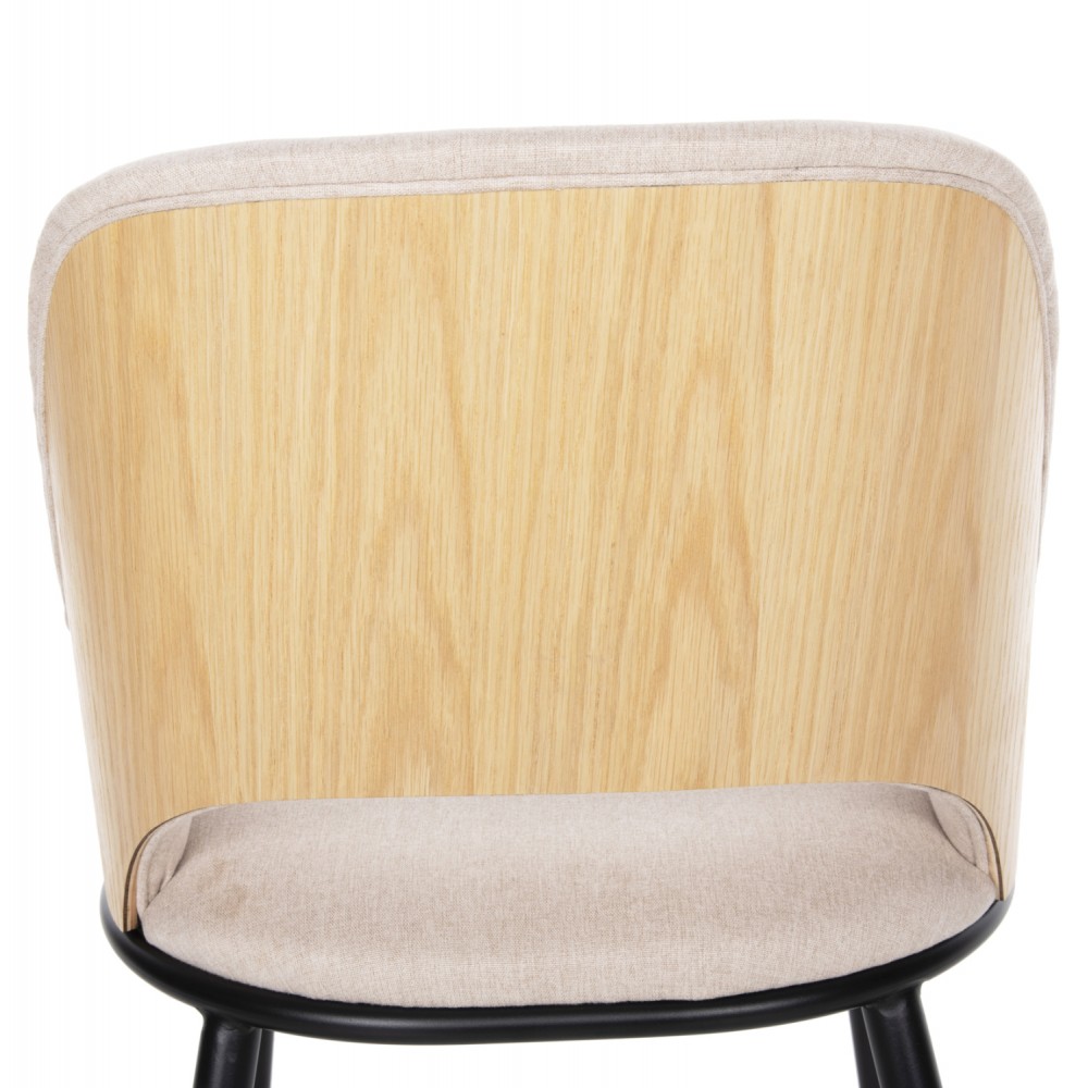 Σετ τραπεζαρίας 5τμχ από μέταλλο/ύφασμα σε χρώμα μαύρο/φυσικό Φ120x75