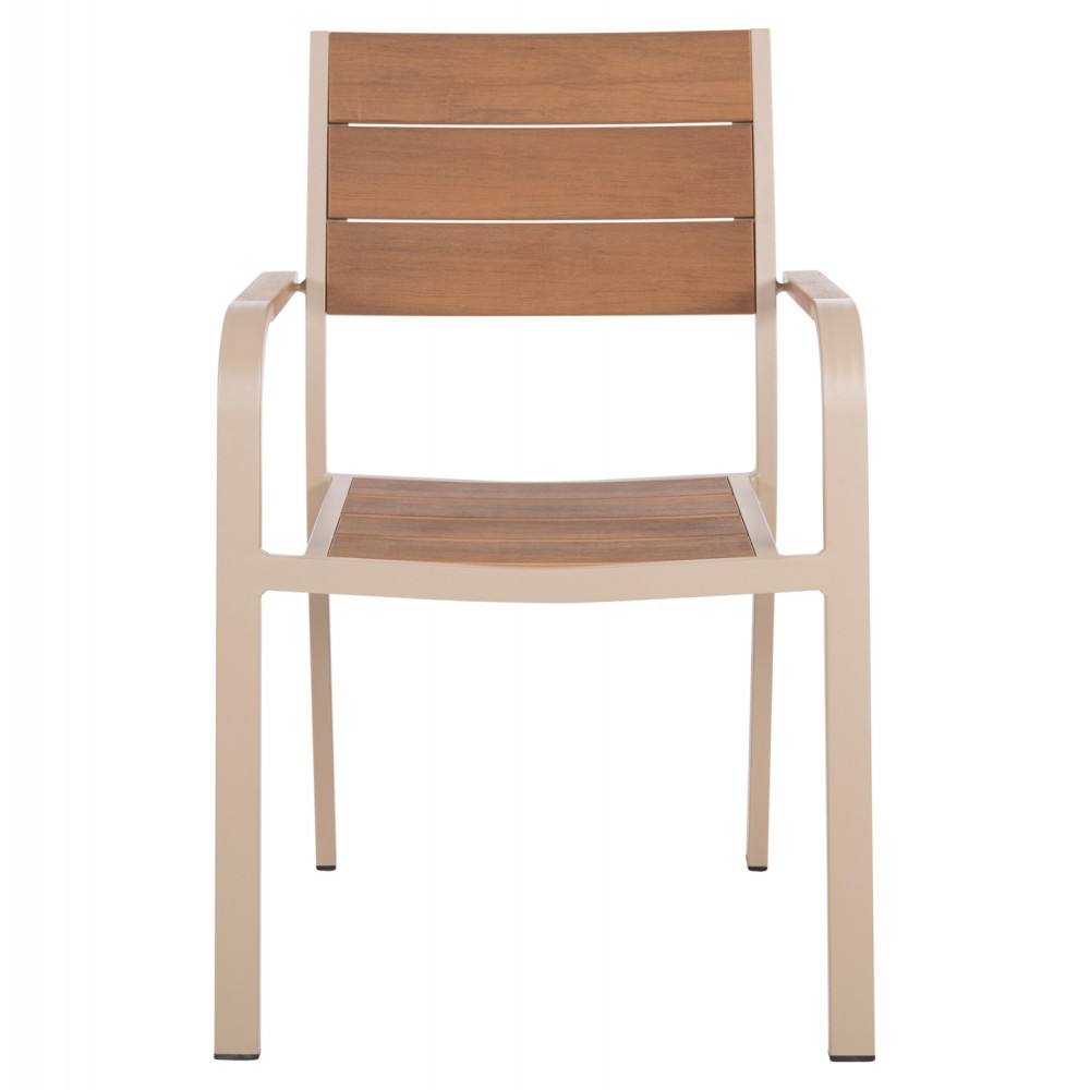 Πολυθρόνα "SAGA" από αλουμινίου/polywood σε χρώμα σαμπανί/φυσικό 55x52x86