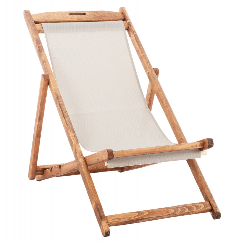 Σεζλόνγκ "ΛΗΜΝΟΣ" από μασίφ ξύλο οξιάς/PVC σε χρώμα φυσικό/εκρού 55,5x97x82-95-105