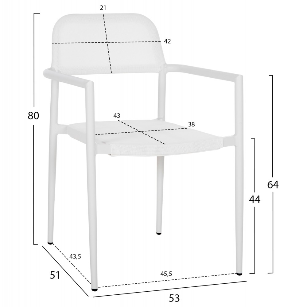 Πολυθρόνα "RONNY" από αλουμίνιο/textilene σε λευκό χρώμα 53x51x80