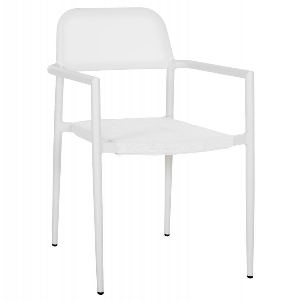 Πολυθρόνα "RONNY" από αλουμίνιο/textilene σε λευκό χρώμα 53x51x80
