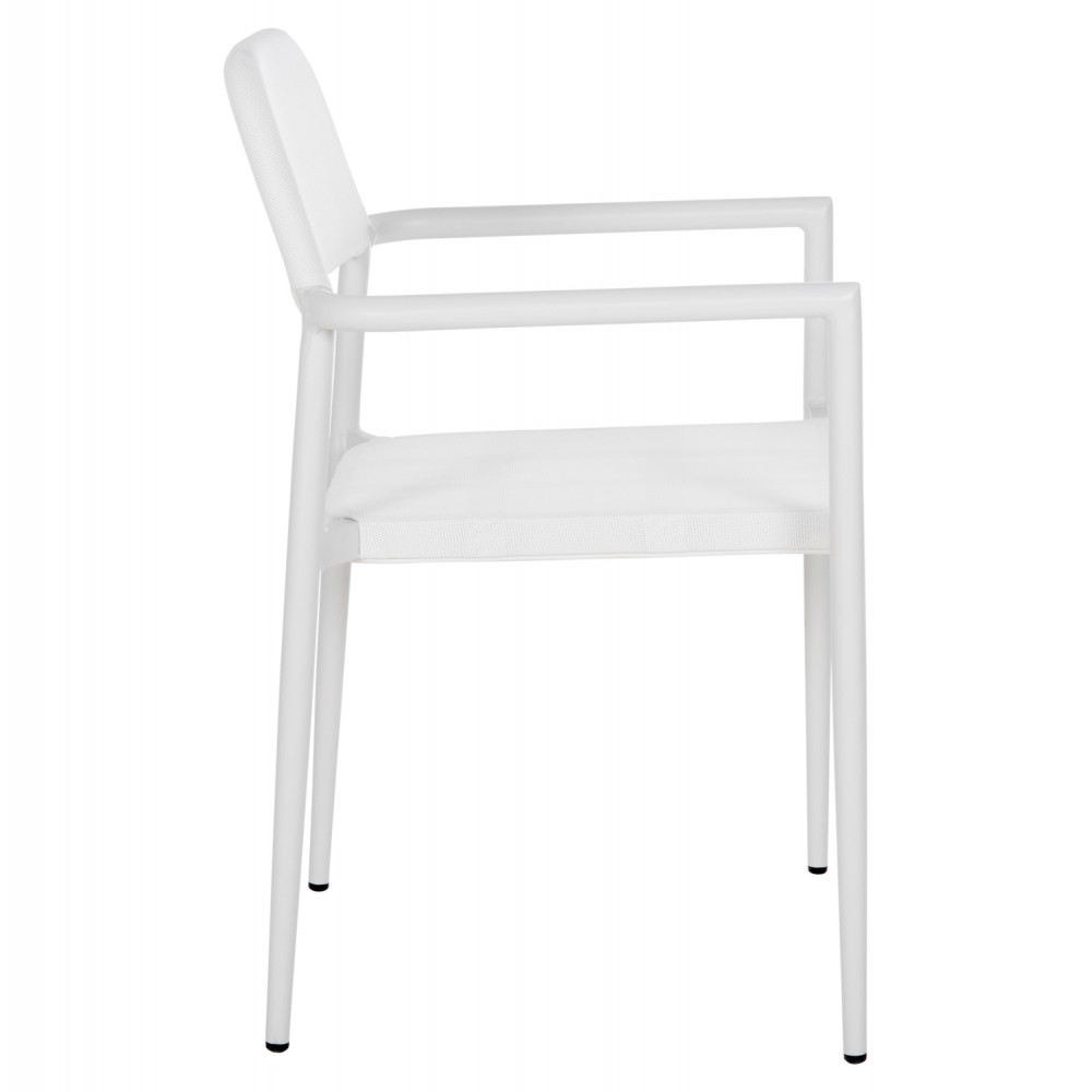 Πολυθρόνα "RONNY" από αλουμίνιο/textilene σε λευκό χρώμα 53x51x80